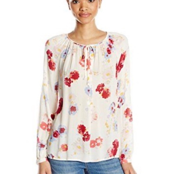 Lucky Brand Womens Major Floral Peasant Top Blouse Size M - Picture 4 of 13